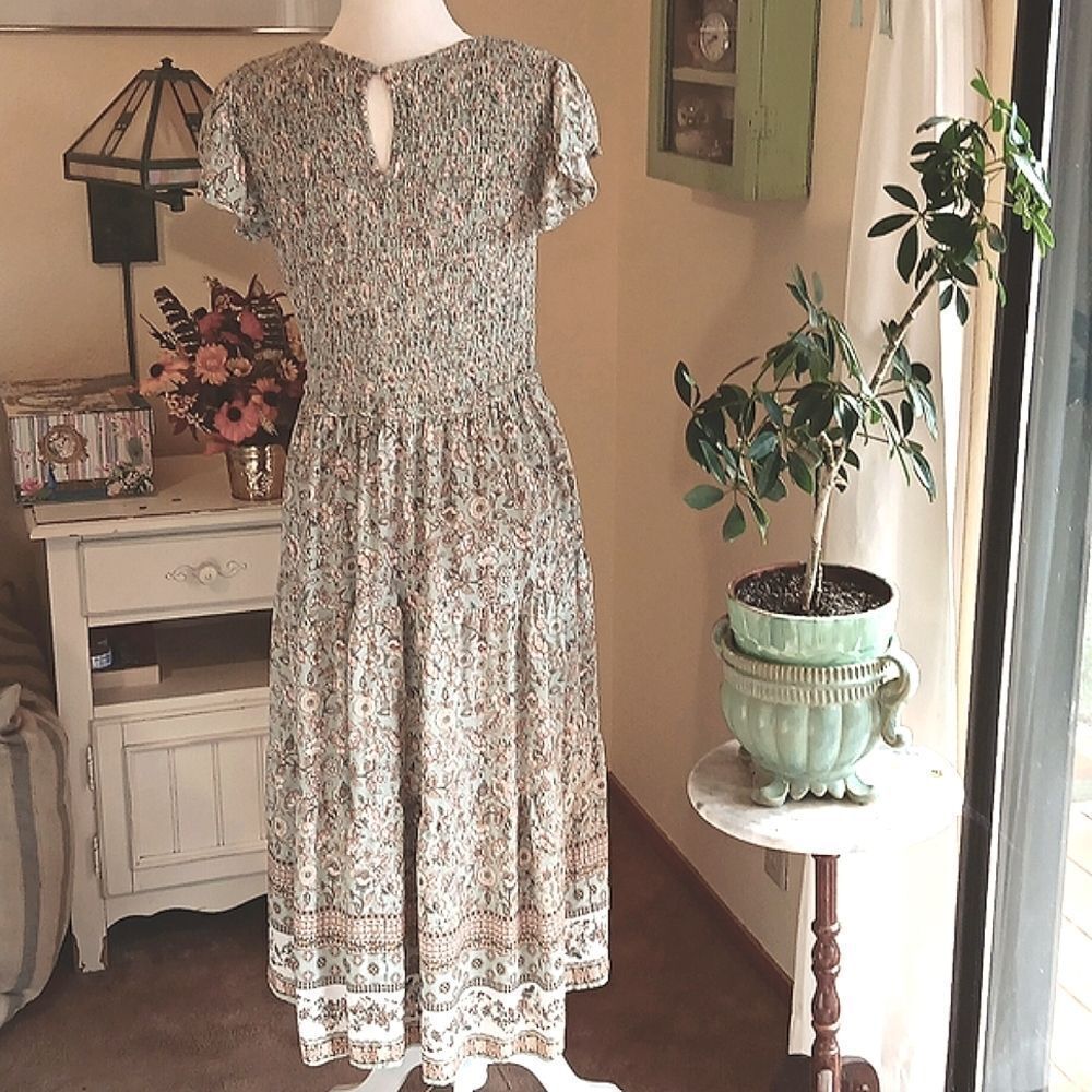 Perch by Blu Pepper Midi Dress. Cottagecore, Coastal, Floral - Picture 7 of 16